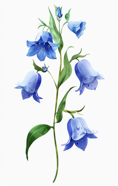 Photo a painting of a blue flower with the wordon it