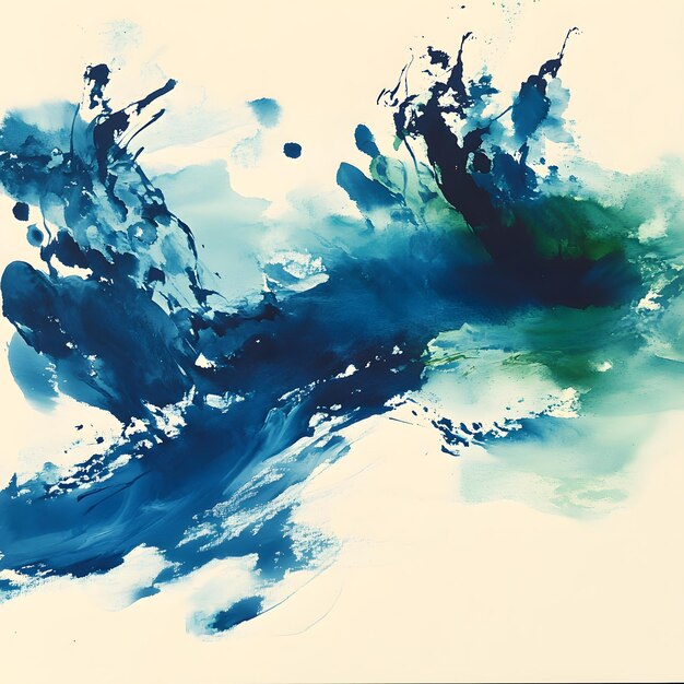 Photo a painting of a blue and green abstract water splashes