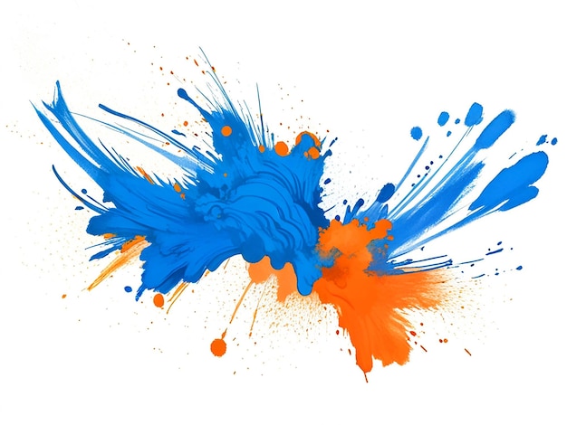 Photo a painting of blue and orange paint with orange and blue paint