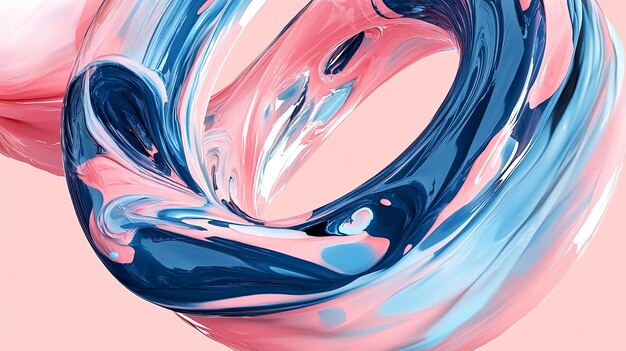 Photo a painting of a blue and pink swirl is titled quot the blue quot