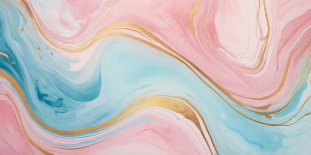 a painting of a blue pink and white abstract brush