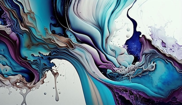 A painting of a blue and purple swirl