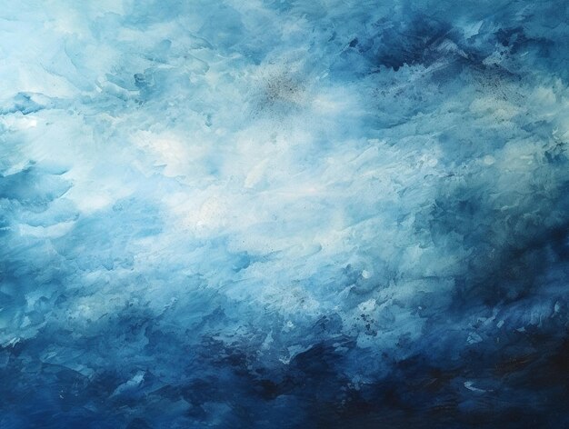 Painting of a blue and white cloud filled sky with a single plane generative ai