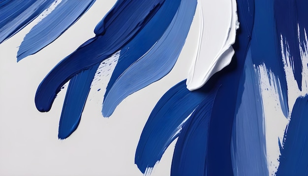 Photo a painting of blue and white feathers is shown