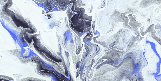 A painting of a blue and white marble background