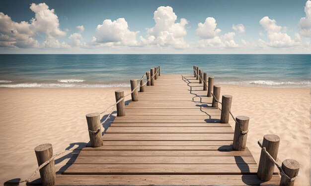 Photo a painting of a boardwalk that has the words  beach  on it