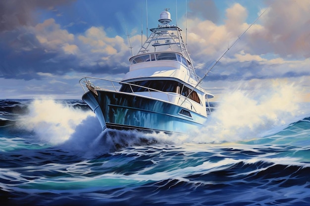 A painting of a boat in the ocean with the words " ship " on the bottom.