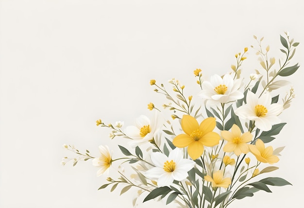 a painting of a bouquet of yellow and white flowers