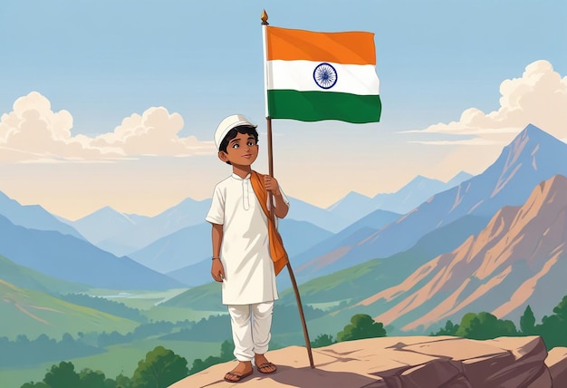 Photo a painting of a boy holding a flag that says quot the national quot