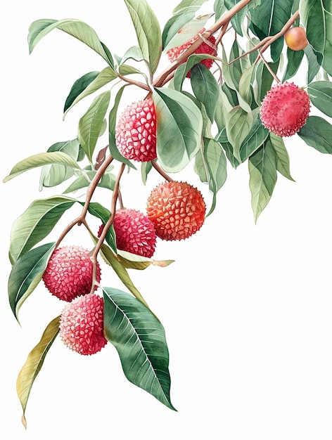 A painting of a branch of a tree with fruit on it