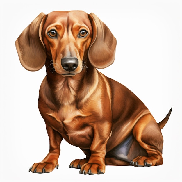 painting of a brown dog sitting on a white surface generative ai