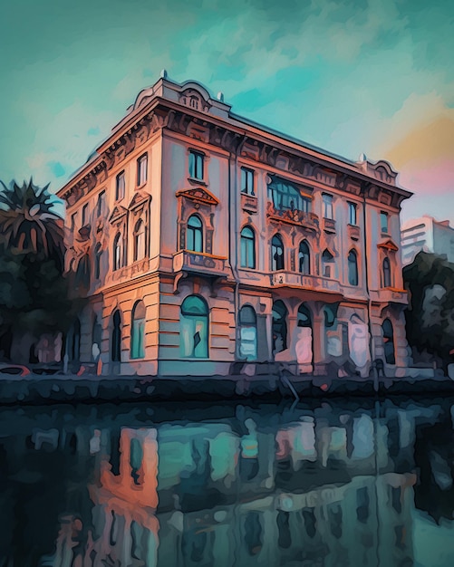 A painting of a building with the name rialto on it