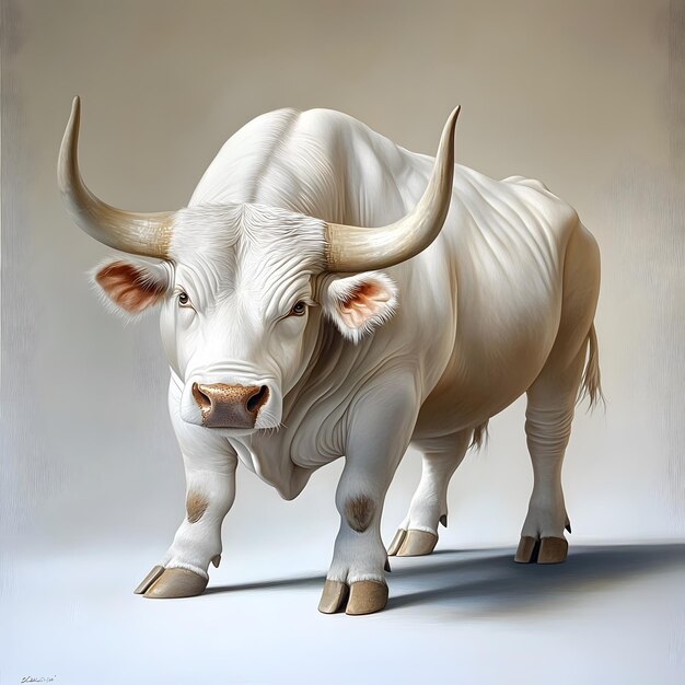 Photo a painting of a bull with horns and horns