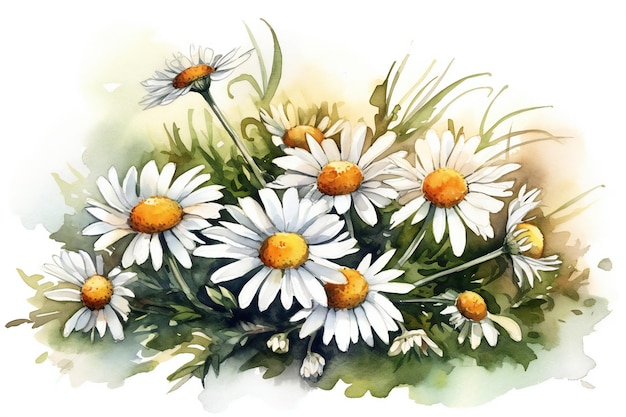 A painting of a bunch of daisies