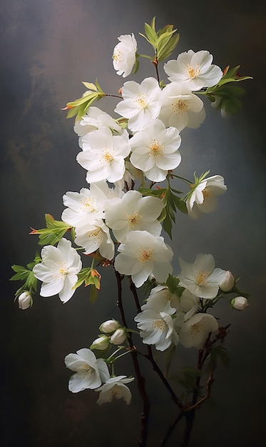 Painting of a bunch of white flowers generative ai