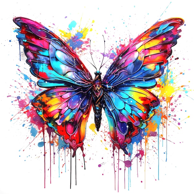 Painting of butterfly spread wings on a clean background Png for Sublimation Printing Printable art Insect Illustration Generative AI