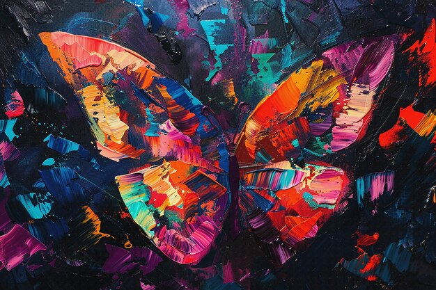 Photo a painting of a butterfly with a rainbow pattern on it