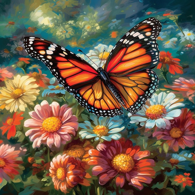 A painting of a butterfly with the word monarch on it