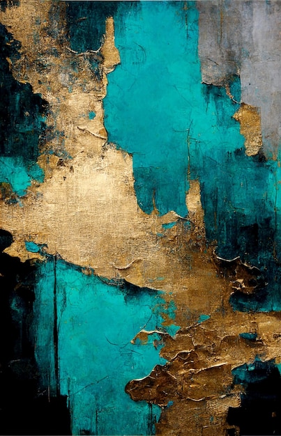 A painting by person titled gold and turquoise.