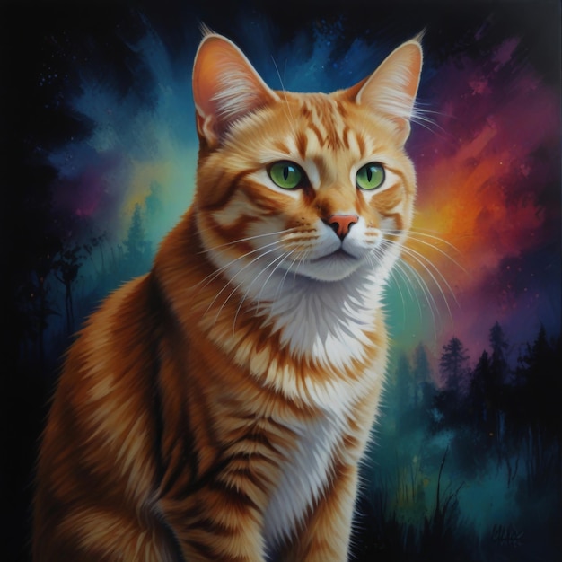 a painting of a cat that has the word quot cat quot on it