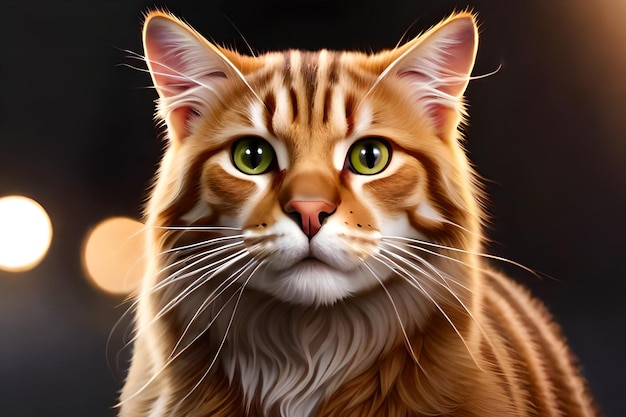 A painting of a cat with green eyes