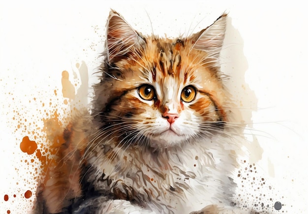 A painting of a cat with a yellow eye