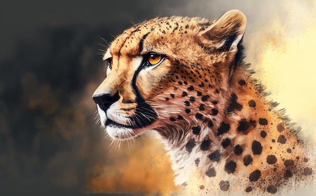 A painting of a cheetah. watercolor illustrations for kids cartoon style ai generated