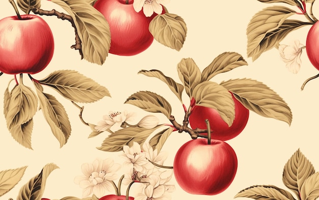 a painting of cherries and leaves