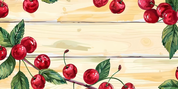 a painting of cherries with a branch that sayscherryon it