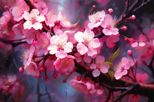 A painting of a cherry blossom tree