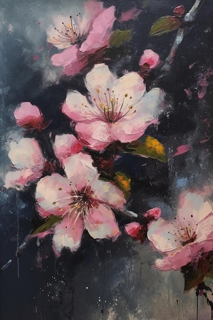 A painting of a cherry blossom