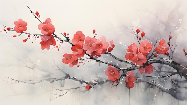 a painting of a cherry tree with the words cherry blossom on it