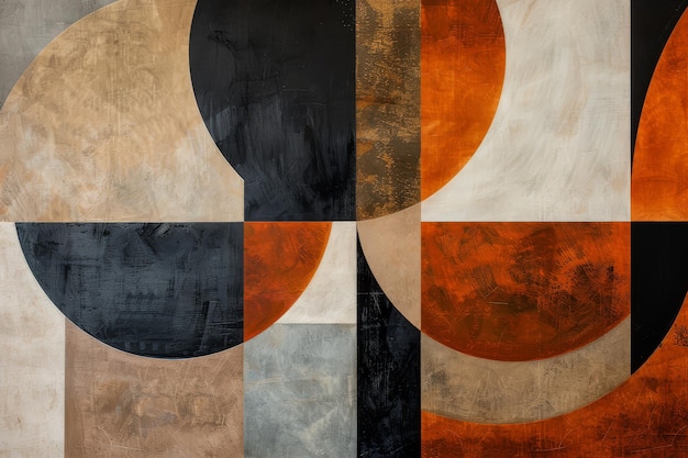 a painting of a circle with a black and orange circle on it