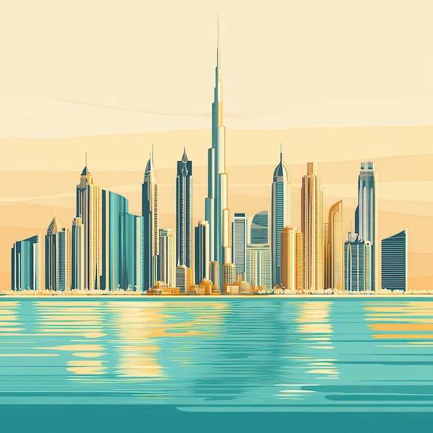 a painting of a city skyline with a watermark that says  skyscraper