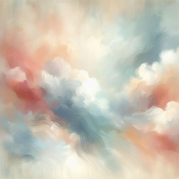 Photo a painting of clouds and the sky with a blue and orange background