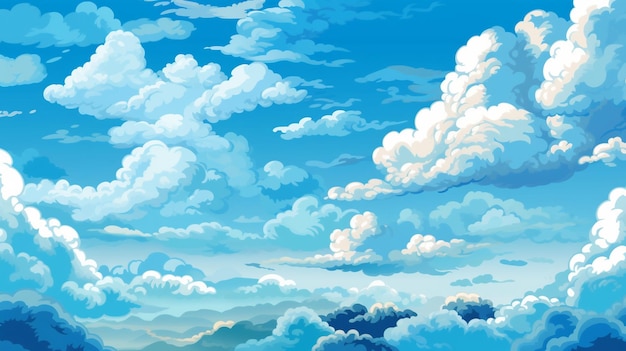 A painting of clouds in the sky with the sky in the background.