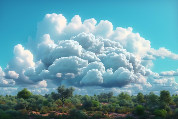 A painting of clouds in the sky