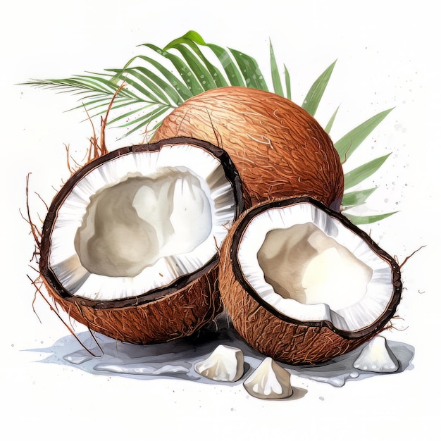 A painting of coconuts with the word coconut on it