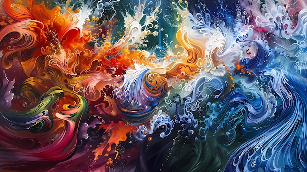 a painting of a colorful abstract background with the colors of the rainbow