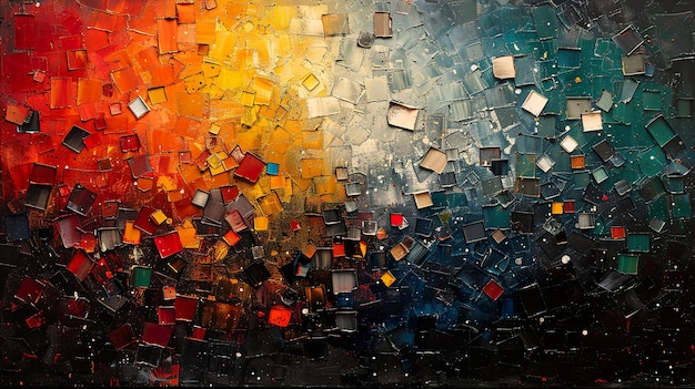 a painting of a colorful abstract background with a lot of squares