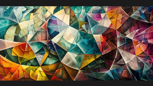 a painting of a colorful abstract geometric pattern