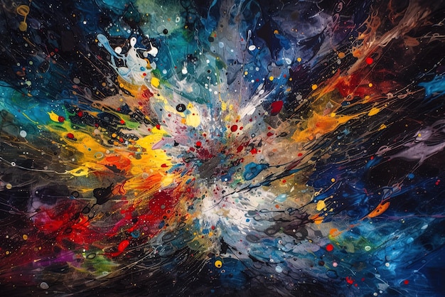 A painting of a colorful abstract painting with the word love on it.