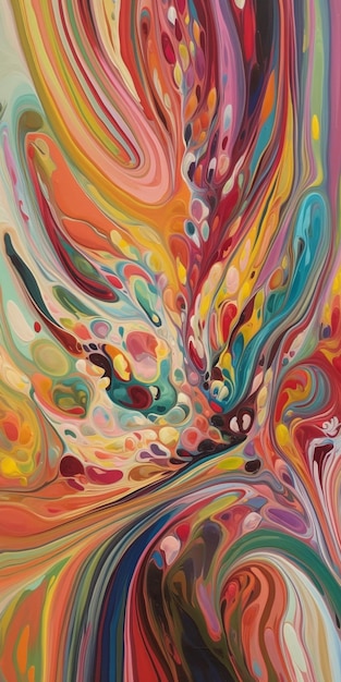 A painting of a colorful abstract painting with the word love on it.