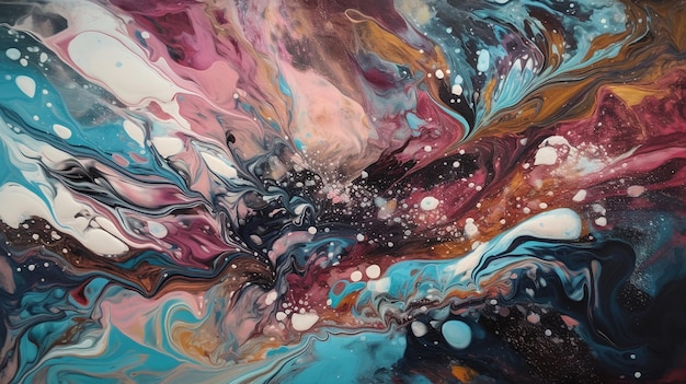 A painting of a colorful abstract painting with the words'art of the universe'on it