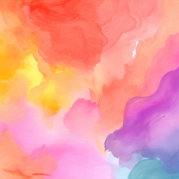 Painting of a colorful cloud filled sky with a single plane generative ai