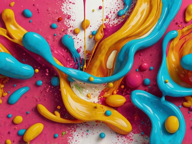 a painting of colorful and colorful liquid with orange and blue colors