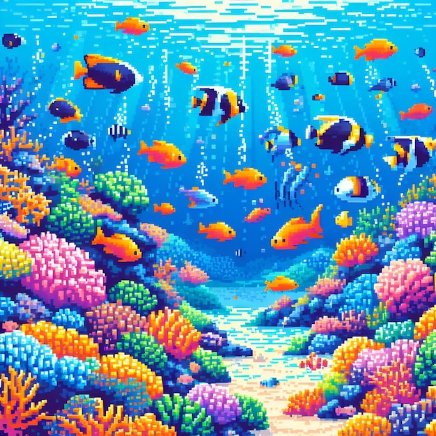 a painting of a colorful coral reef