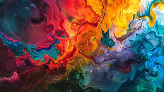 a painting of colorful dye is shown with a colorful background