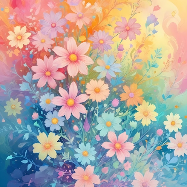 Painting of colorful flowers