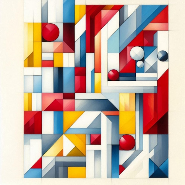 Photo a painting of a colorful geometric pattern with the word quot h quot on it